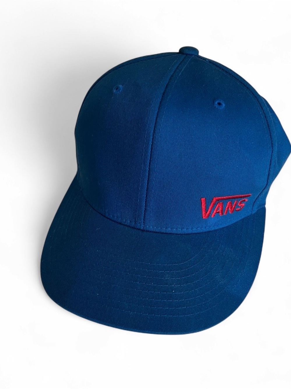 Vans Royal Blue Cap with Red Embroidered Logo - Vintage Y2K Hat - Flexfit Cap